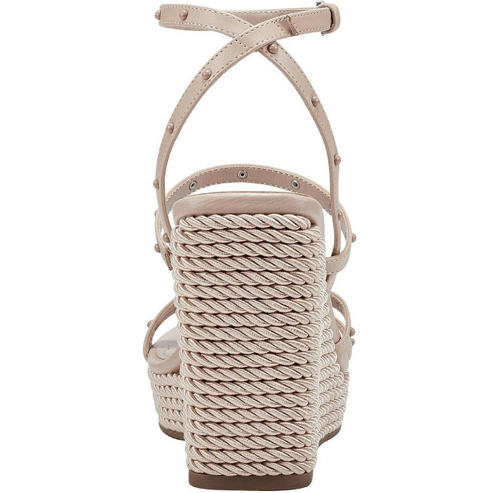 Marc Fisher Studded Espadrille Wrapped Rope Platform Sandals 10 M Blush Beige - Picture 4 of 12